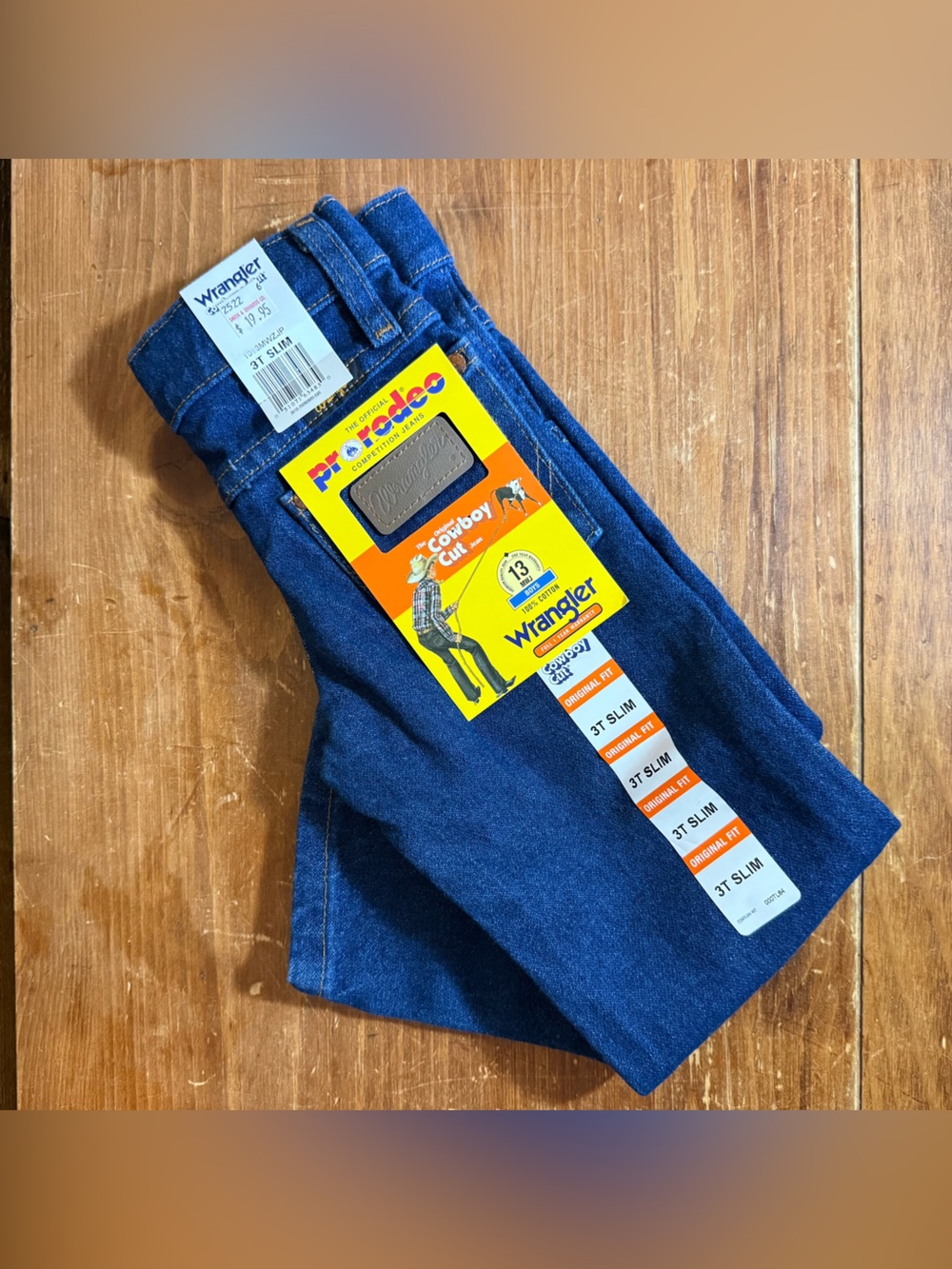NWT Wrangler Pro Rodeo Original Fit Blue Jeans Cowboy Cut Boys Size 3 Slim